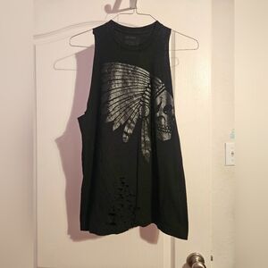 NWOT distressed skull tank top size m